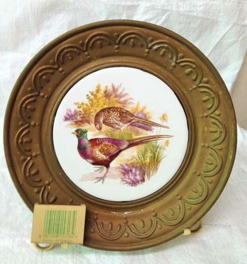 BRASS 2TRAY/WALL-PLATES RING on Back To HANG center ceramic LOOK At My BUY NOW LISTINGS NO WAITING