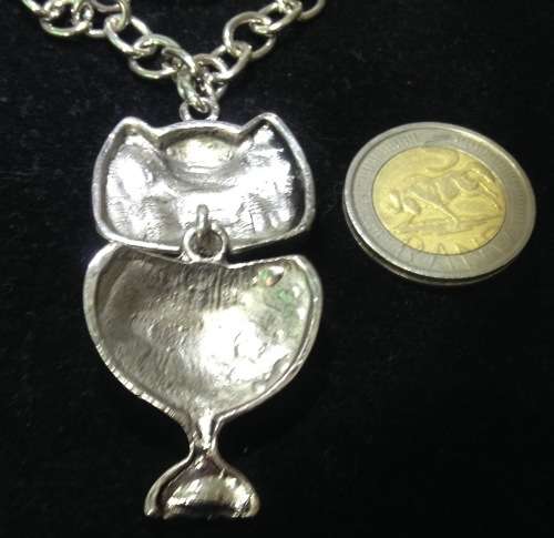 Necklace Articulated Owl Has Black eyes Crystals Silver Tone Metal Chain LOOK At My BUY NOW LISTING