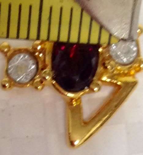 Post-Ordered Circa 1965to1975 Golden Pendant with Garnet at Center + Juxtaposing Diamond Chips LOOK