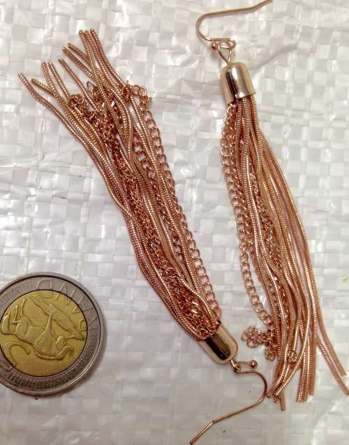 Earrings 1 pair Rose gold -  14 dangle chains dangling LOOK at My BUY NOW LISTINGS NO WAITING