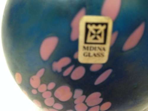 MDINA Malta GLASS- Perfume bottle/ Art Vase /paper weight*SIGNED MDIA+ Paper label