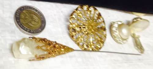 **RARE*Vintage*Hat PIN+BroochFiligree+Earrings clipon GREAT COUNTRY HOME DECOR*L@@K