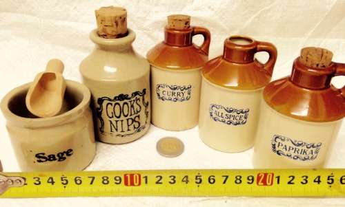 6mix 5 Iron`Stone Bottles*Scoop*Cooks nips+1Sage pot*LOOK At My BUY NOW LISTINGS NO WAITING