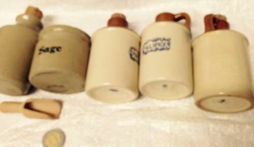 6mix 5 Iron`Stone Bottles*Scoop*Cooks nips+1Sage pot*LOOK At My BUY NOW LISTINGS NO WAITING