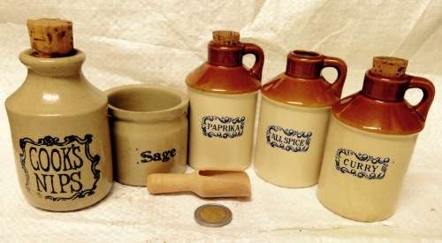 6mix 5 Iron`Stone Bottles*Scoop*Cooks nips+1Sage pot*LOOK At My BUY NOW LISTINGS NO WAITING