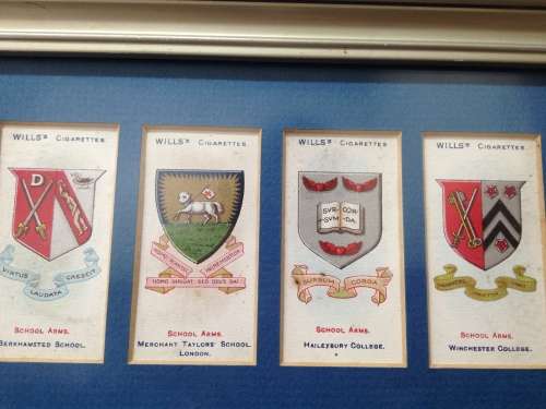 3 items 2 wood SHIELDS* RODGER high St. OXFORD England+I Framed Cigarette Cards