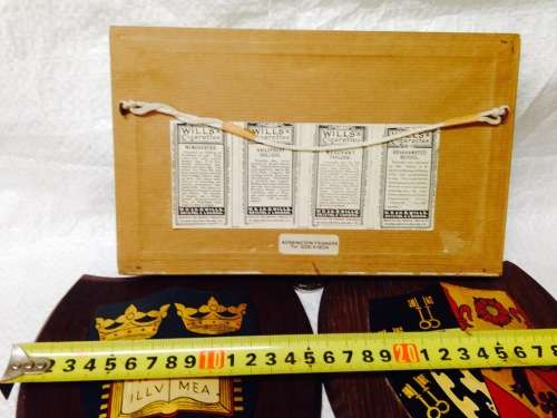 3 items 2 wood SHIELDS* RODGER high St. OXFORD England+I Framed Cigarette Cards