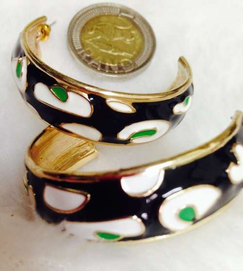 EARRINGS cloisonné gilt tone metal pierced ears *GREAT COUNTRY HOMeDECOR*L@@KatMyBUY NOW*NO WAITING