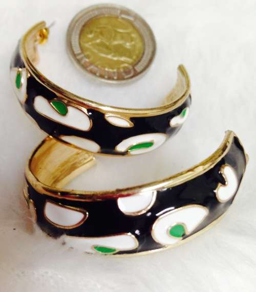 EARRINGS cloisonné gilt tone metal pierced ears *GREAT COUNTRY HOMeDECOR*L@@KatMyBUY NOW*NO WAITING