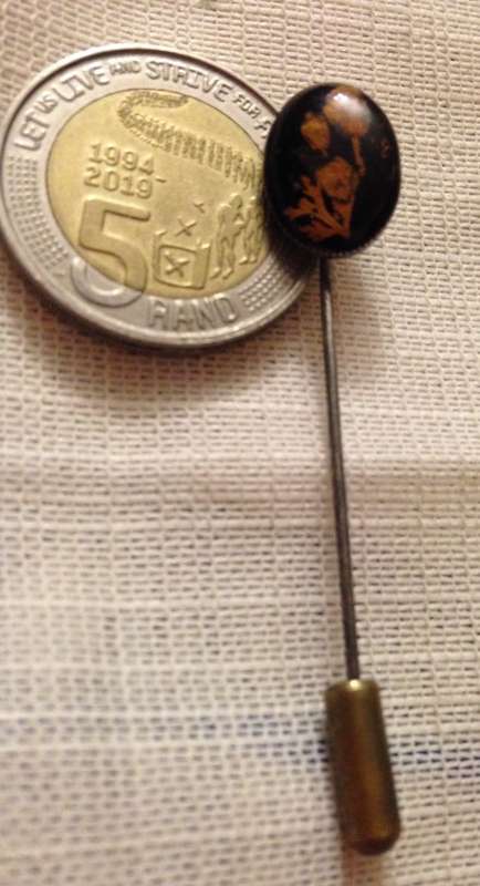 ***RARE***Mourning Lapel PIN + PENDANT on thong composite material not a  SET