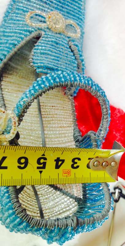GLASS beaded SHOE + Nett artificial flowers for Wedding Events Table has wire frame