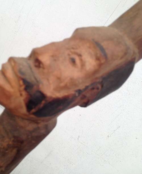 Walking Stick Man Facial details +boot bottom hand carved Look at my Buy Now listings No Waiting