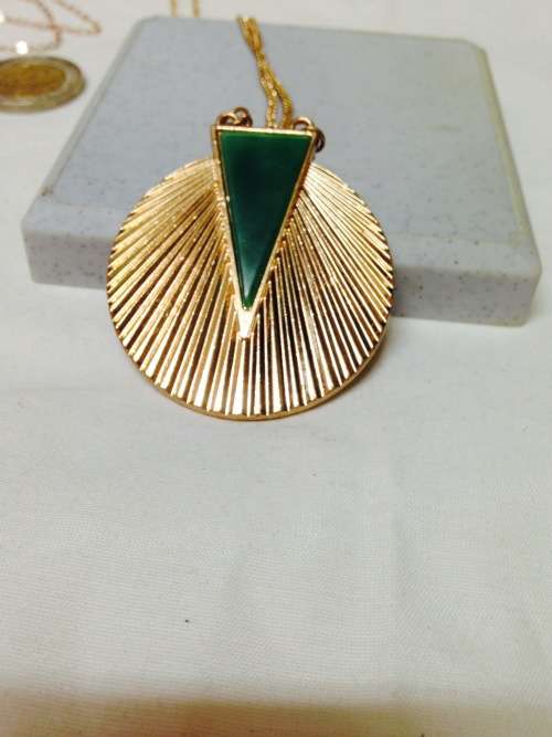 NECKLACE - Egyptian Sunburst PENDANT gold Tone Metal on chain LOOK At My BUY NOW items NO WAIT