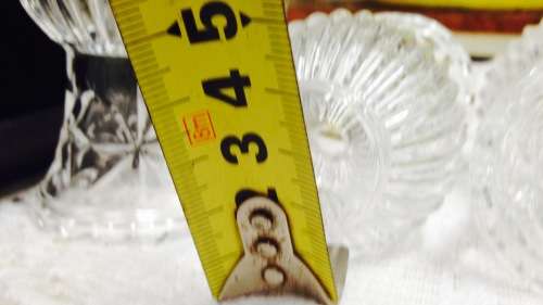 Vases - 2 Posy Glass*Cristal d Arque set Ribbed Saw Edge Flora