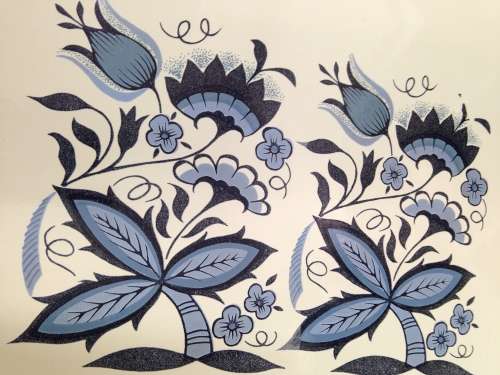 ENAMEL flat TRAYS blue on white