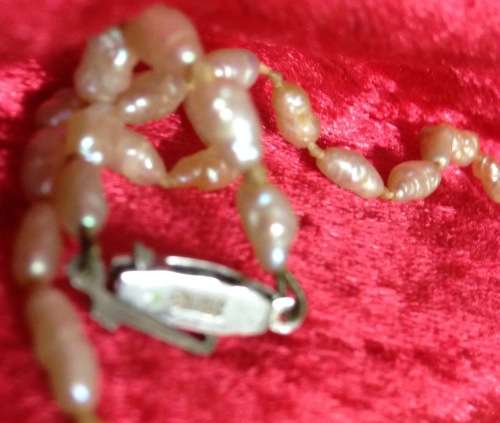 NECKLACE - STERLING SILVER Stamped STERLING clasp Marcasite  Seed Pearls