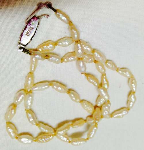 NECKLACE - STERLING SILVER Stamped STERLING clasp Marcasite  Seed Pearls