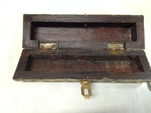 chest style Wood box has brass trim