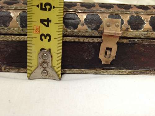 chest style Wood box has brass trim