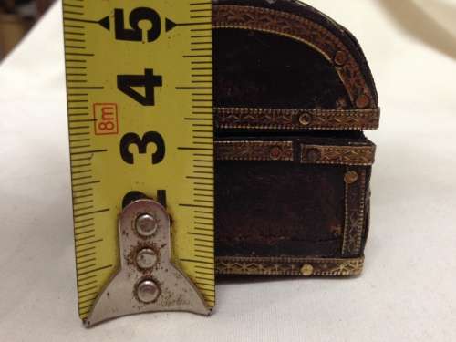 chest style Wood box has brass trim