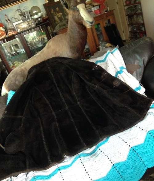 BUFFALO HIDE Genuine +fur lined  double breasted Coat* LOOK At My BUY NOW LISTINGS NO WAITING
