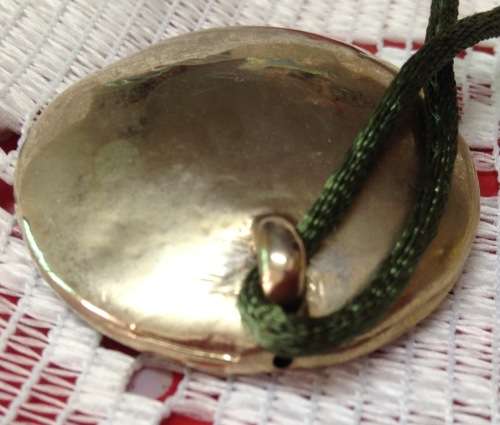 circa 1980 CLOISONNÉ Pendant Red Flowers on green cord LOOK At My BUY NOW LISTINGS NO WAITING