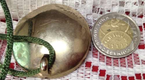 circa 1980 CLOISONNÉ Pendant Red Flowers on green cord LOOK At My BUY NOW LISTINGS NO WAITING