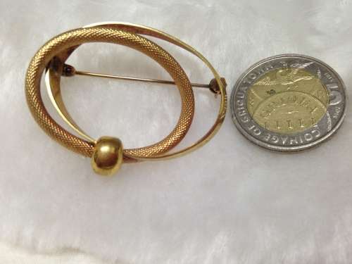 BROOCH Celtic Love KNOT Vintage ROLLED GOLD stamped1O/OOO BROOCH2CIRCLES Textured Smooth Circles