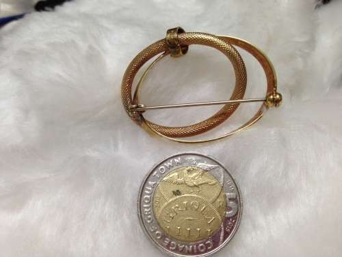 BROOCH Celtic Love KNOT Vintage ROLLED GOLD stamped1O/OOO BROOCH2CIRCLES Textured Smooth Circles