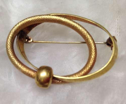 BROOCH Celtic Love KNOT Vintage ROLLED GOLD stamped1O/OOO BROOCH2CIRCLES Textured Smooth Circles