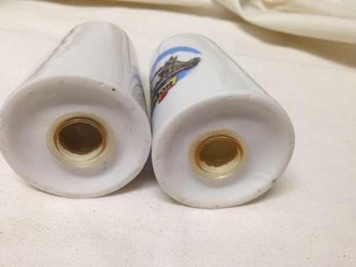 2 Condiment Shakers Salts British Souvenirs LOOK At My BUY NOW Listings NO WAITING