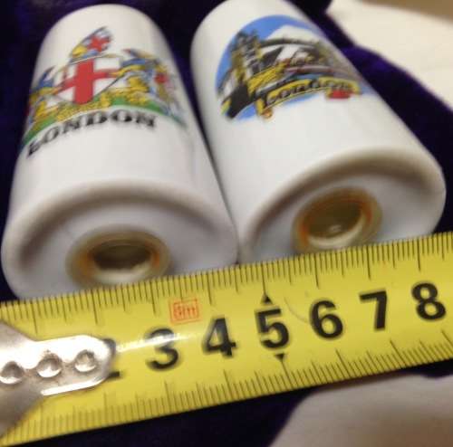 2 Condiment Shakers Salts British Souvenirs LOOK At My BUY NOW Listings NO WAITING