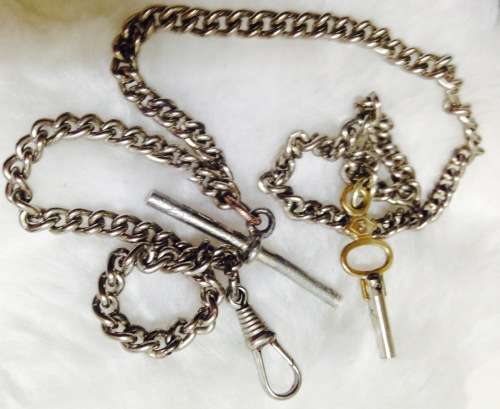 ANTIQUE SilverPlateFOBChainClasp*TbarKeyGREAT COUNTRY HOME DECOR*L@@KatMyBUY NOW*NO WAITiNG