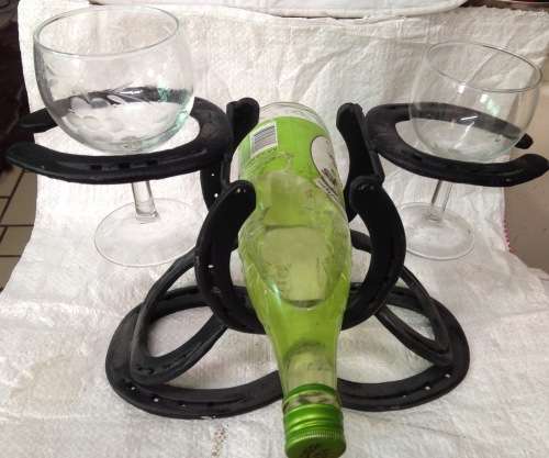 IRON WINE &GLASS -8 HORSE SHOE,s LOOK At My BUY NOW LISTINGS NO WAITING