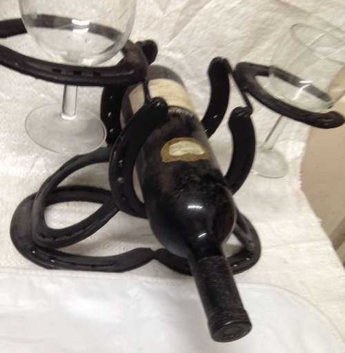 IRON WINE &GLASS -8 HORSE SHOE,s LOOK At My BUY NOW LISTINGS NO WAITING