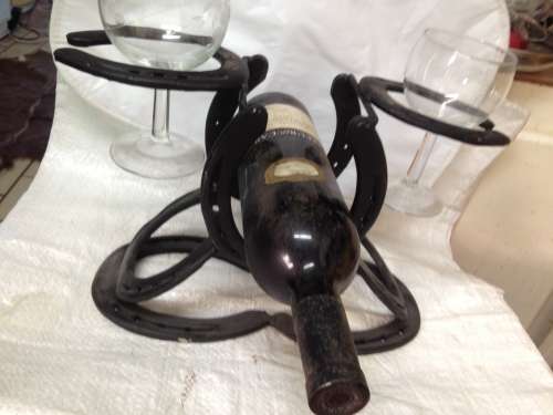 IRON WINE &GLASS -8 HORSE SHOE,s LOOK At My BUY NOW LISTINGS NO WAITING