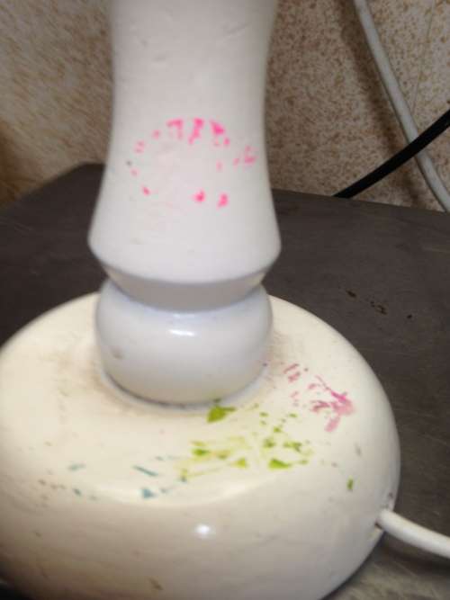 Lamp base Wood +Shade -Working Crochet flower*MOP buttons LOOK At My BUY NOW items NO WAITING