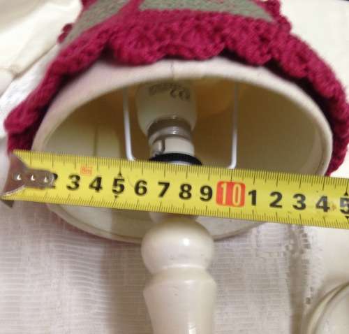 Lamp base Wood +Shade -Working Crochet flower*MOP buttons LOOK At My BUY NOW items NO WAITING