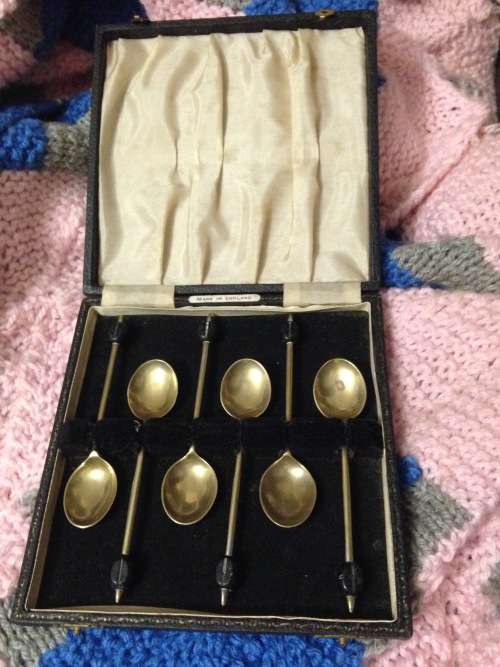 6 Coffee Bean Spoons Epns Silver Plated  *GREAT COUNTRY HOME DECOR*L@@KatMyBUY NOW*NO WAITIN