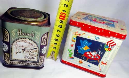 TINS TEA 1 HARRODS No 14 content DO NOT DRINK + 1 other LOOK at My BUY NOW listings NO WAITING