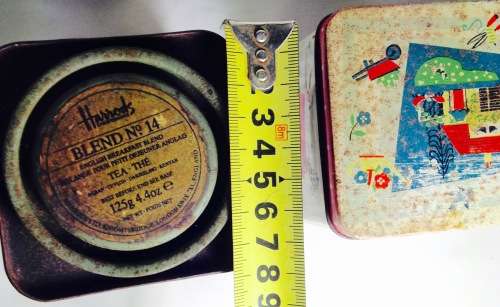TINS TEA 1 HARRODS No 14 content DO NOT DRINK + 1 other LOOK at My BUY NOW listings NO WAITING