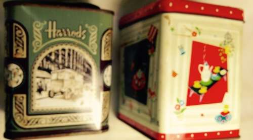 TINS TEA 1 HARRODS No 14 content DO NOT DRINK + 1 other LOOK at My BUY NOW listings NO WAITING