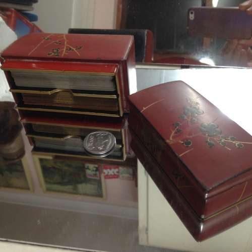 Wood Box Oriental + 2 PK. PLAYING cards 2 Assorted LOOK At My BUY NOW*NO WAITING