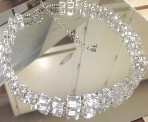 Necklace  - Cut glass Square CRYSTAL Mix Size