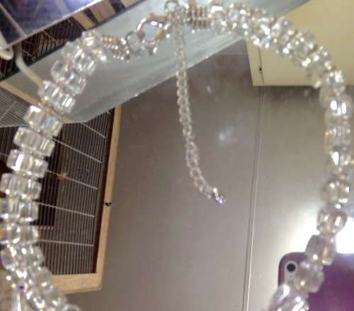 Necklace  - Cut glass Square CRYSTAL Mix Size