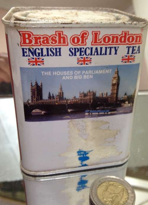 BRASH Tea Tin -LONDON Scenes bridge-Nelson column and History LOOK At My BUY NOW LISTINGS NO WAIT