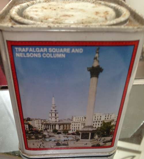 BRASH Tea Tin -LONDON Scenes bridge-Nelson column and History LOOK At My BUY NOW LISTINGS NO WAIT