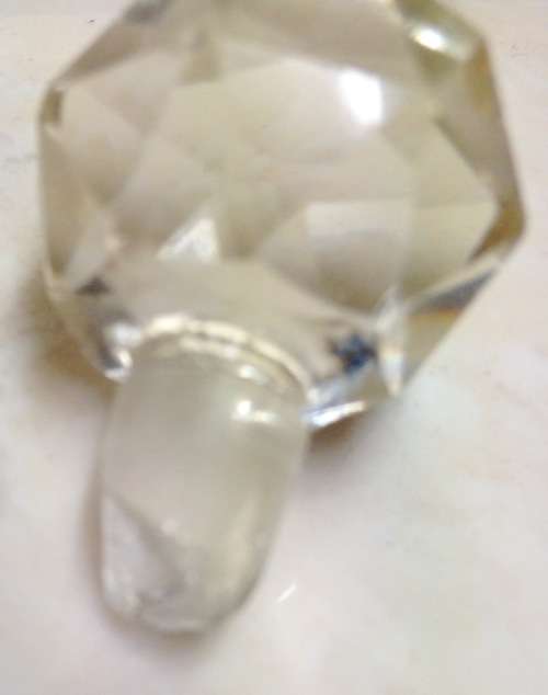 Crystal cut faceted PERFUME bottle+Stopper STERLING SILVER Collar lovely small -some damage