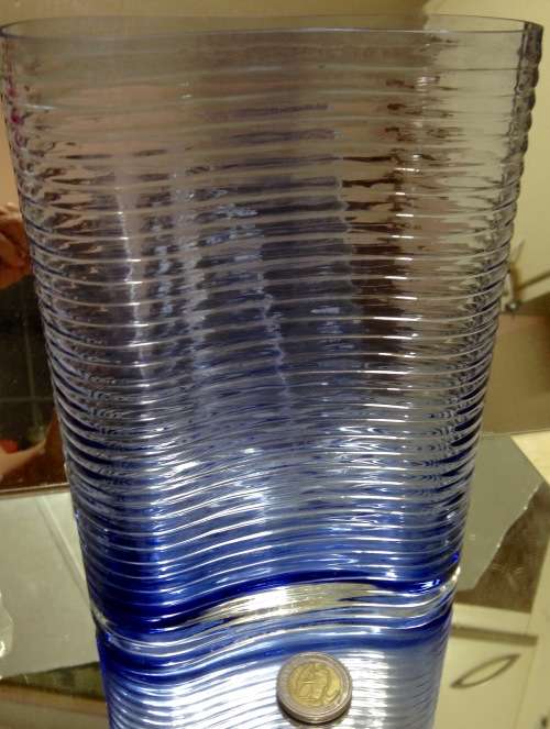 VASE CoboltGlassGraduatinglighterHorizontal RibL@@K atMy BUY NOW*NO WAITING*GREAT COUNTRY HOME DECOR