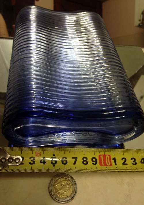 VASE CoboltGlassGraduatinglighterHorizontal RibL@@K atMy BUY NOW*NO WAITING*GREAT COUNTRY HOME DECOR